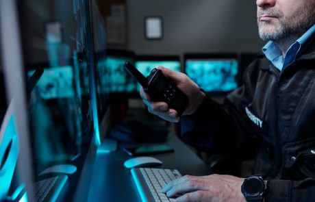 Cropped,Shot,Of,Mature,Male,Security,Guard,With,Walkie-talkie,In